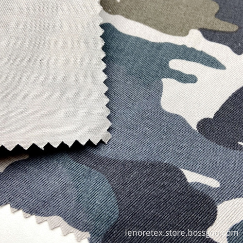 Washed Camouflage Print Woven Cotton Spandex Twill Fabric